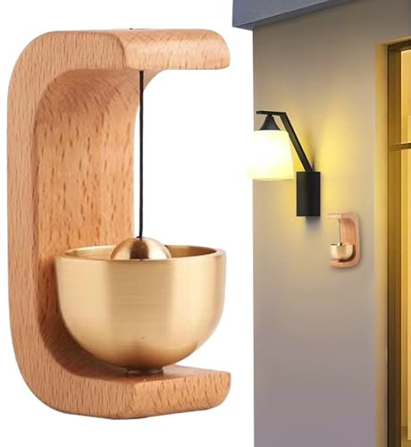 Shopkeepers Timbre para Puerta, Timbre Madera, Timbre Puerta para Puerta Entrada, Campanilla De Viento De Timbre De Madera Magnética, para Entrada De Negocios, Pegatina De Nevera Y Puerta