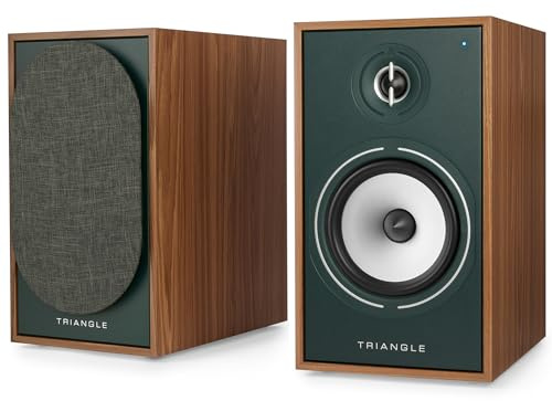 Triangle - BOREA BR03 Connect Active Speakers - Diffusori da scaffale Bluetooth con amplificatore 2x 60W - Audio HD - PHONO/Arc TV Platinum e ingressi USB - 206 x 360 x 314 mm - Verde (coppia)
