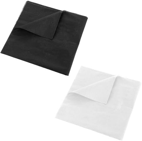 JJUNW 2 Stück Bügelvlies Stoff, 1 x 1 m Bügelvlies Bügeleinlage Weiß und Schwarz Vliesstoff Einlagestoff Leichtes Einlagestoff zum Aufbügeln für Nähhandwerk Basteln Heimwerken Stickereien(30g/m²)