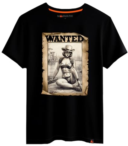 Magmatic - T Shirt Bikini, pour Homme Unisex, Collection Pin-Up Tee Shirt Noir Premium 100% Coton, Vintage, Glamour, Sexy, Pin Up Girl, Fashion, Retro, Glamour