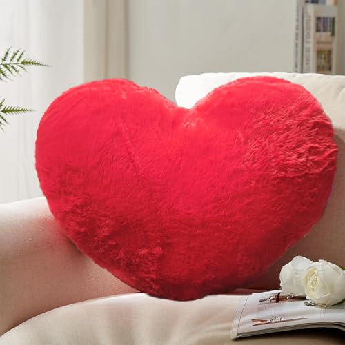 Chingcoo Cuscino Cuore, 40 x 35 cm Cuscini Decorativi, Cuscino a Forma di Cuore, Cuscini Divano Peluche, Cuscini Letto, Decorazioni Camera da Letto Bambini
