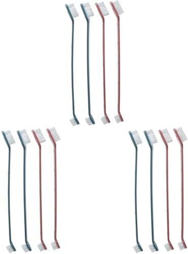 TRIXIE Zahnbürsten-Set für Hunde und Katzen - 4 Stück - 23 cm - rot und blau - gezielte Reinigung aller Zähne - 2558 (Packung mit 3)