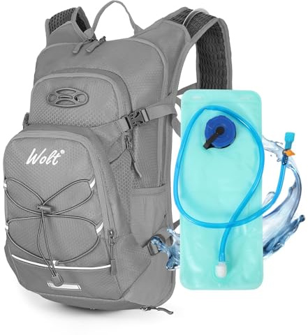 Hydration Backpack 18L Hiking Water Backpack with 2L Water Bladder for Men Women, Hydration Pack for Cycling Running Biking, Light Gray