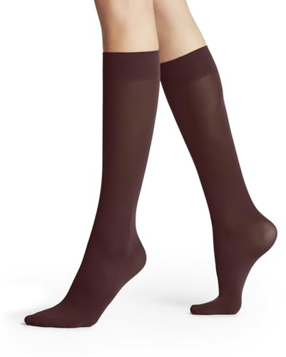 FALKE Pure Matt 50 DEN W Kh semiopaco lisos 1 par, Calcetines largos Mujer, Marrón Cayenne 5950, 35-38