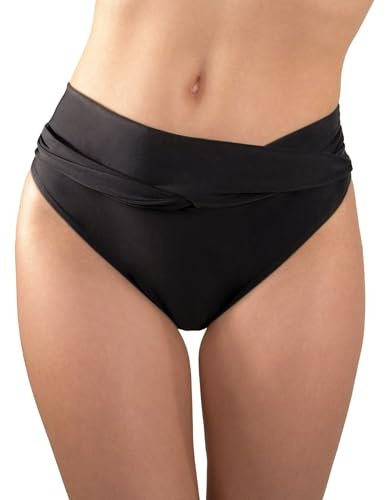 MYLILY Braga Bikini Mujer Cintura Media | Bragas de Bikini Mujer | Braga Bikini Negro | Braguita Frente de torsión