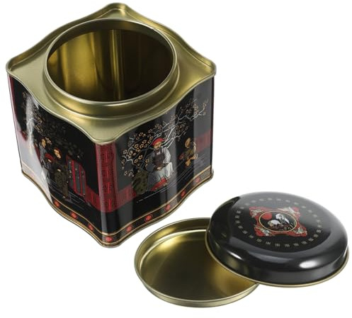 HOMOBABE Caja Metálica Vintage con Tapa Forma de Recipiente Decorativo para Dulces Galletas y Té Lata de Almacenamiento Hermética Multifuncional Diseño Retro para Organización de Snacks