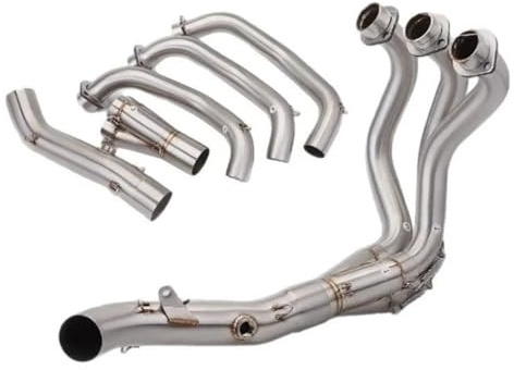 HOPSXE Sistema Escape Motocicleta 51mm con Codo Conexión Frontal para Yamaha MT-09 FZ-09 FJ09 para Tracer 900 2015-2020 Piezas Adaptador(A Stainless Steel)