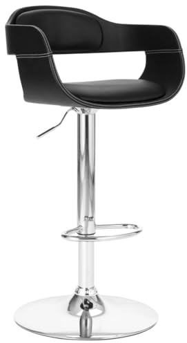 Frdhee Silla cosmética de comedor,Taburete de bar negro de piel sintética,Taburete de bar para cocina,sala de estar,Bar