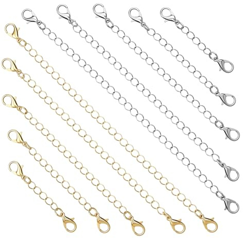 JJUNW 20 stycken halsbandsförlängningar, förlängning för halsband, 5/7,5/10/13/15 cm förlängning för armband, kedjeförlängningar för halsband, gör-det-själv-kedja för smyckestillverkning (guld +