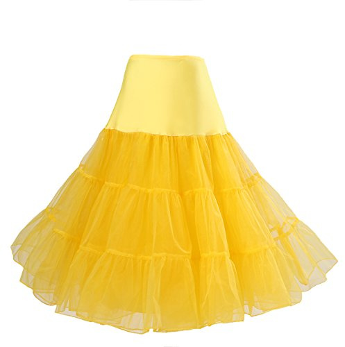 Boolavard® 50s Petticoat Vintage Retro Hoop Skirt Petticoat Sottogonna per Abito da Sposa Rockettly da Sposa in Vari Colori (L-XXL, Gelb)