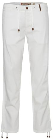 Indicode IDIves Herren Leinenhose Sommerhose Lange Stoffhose mit Kordel Gürtelschlaufen Leinenmix Eingrifftaschen Regular fit, Größe:2XL, Farbe:Off-White (002)