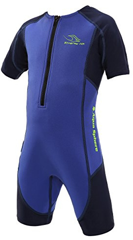 Aqua Sphere unisex ungdom Stingray Hp Short Sleeve våtdräkt, blå/marinblå, 128 (tillverkarstorlek: 8 år)