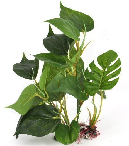 DMZK Artificielle Aquatique en Plastique Vert Deco Aquarium, Plante Feuilles de Lotus de 20 cm