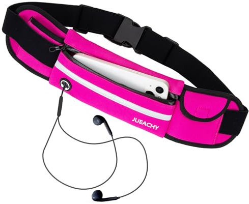 Jueachy Running Belts for Women Waterproof Fanny Pack Running Waist Pouch Phone Holder Adjustable Sports Money Belt with Headphone Port