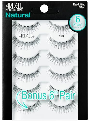 Ardell Natural 110 False Eyelashes Eye-Lifting Strip Lashes Black, 6 Pairs