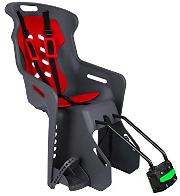 nFun Brioso, Seggiolino Bici Posteriore con Attacco al Telaio Unisex-Baby, Grafite/Rosso, Unica