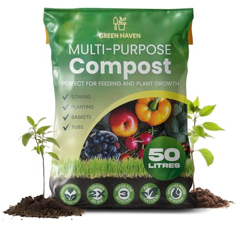 Green Haven 50L Multi Purpose Compost Peat Free – Nutrient Rich Potting Compost for Plants, Vegetables & Flowers – Suitable for Indoor & Outdoor Use