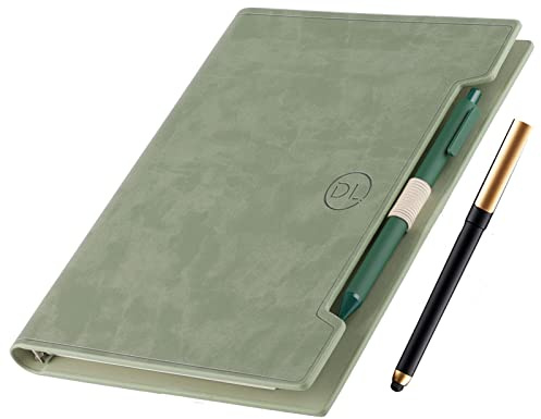 Holderzwu Klassisches Leder-Notizbuch, nachfüllbares Notizbuch mit linierten Seiten,persönliches Tagebuch,Geschenke, A5-Business-Tagebuch mit Taschen/Stifthalter,100 Gsm Papier, 160 Seiten (grün)