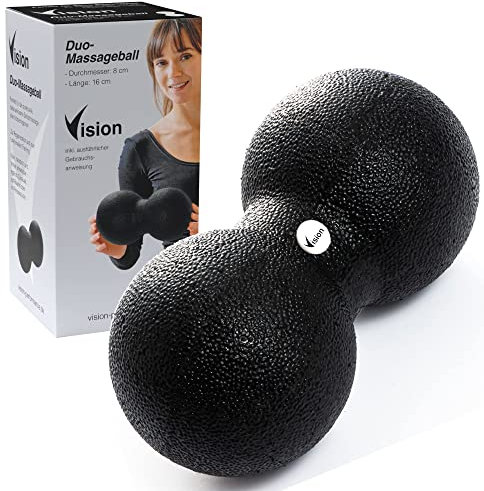 Vision Duo-Massageball I 8x16cm I umweltfreundliches & langlebiges Material I Selbstmassage für Faszien I Lösen von Verspannungen I Triggerpunkt-Therapie I schelle Regeneration I Profis empfehlen