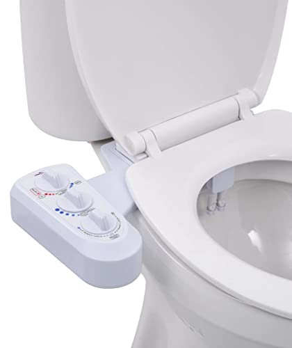 Gecheer Bidet-Aufsatz für Toilettensitz Heißes Kaltes Wasser Doppeldüsen Dusch WC Aufsatz Bidet Taharet Intimdusche Intimpflege Toilette