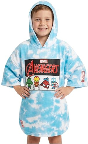 Marvel Spindelmannen badhandduk med huva för barn tonåringar absorberande ombytesrock poncho handduk för simning bad dusch strandhandduk semester nödvändigheter (blå avengers, 6-9 år)