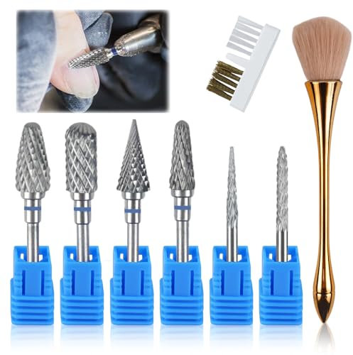 Raxfekro 6 Punte fresa unghie professionale punte fresa punte per fresa unghie punta fresa cuticole frese per unghie punta fresa rimozione gel pennelli per unghie