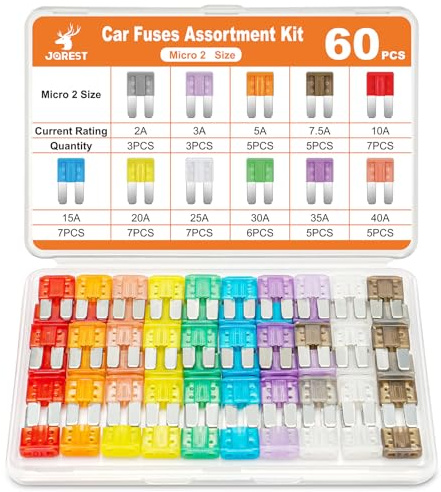 JOREST 60 st Micro2 blandade säkringssatser, Micro2 ATR-blad säkringar för bil/husbil/lastbil/motorcykel (2A 3A 5A 7.5A 10A 15A 20A 25A 30A 35A 40A)