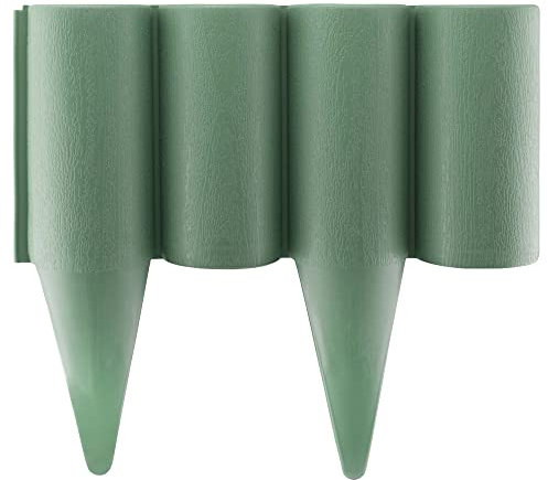 Decorative Garden Lawn Edging, 2.5m Plastic Palisade with Realistic Wood Effect, Durable Outdoor Landscape Border for Lawns, Paths, and Flower Beds (GREEN)
