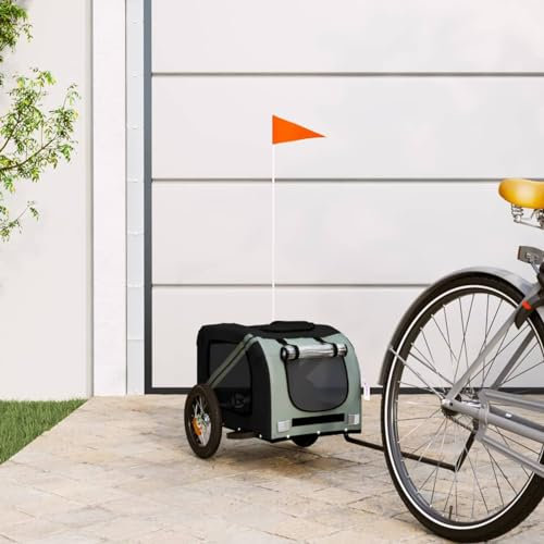 ShGaxin Hundcykeltrailer Järn Oxford tyg grå svart, hundcykeltrailer, lastcykel trailer-93867