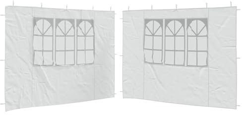 Lot de 2 Panneau Latéral pour Tonnelle, Paroi Latérale Pavillon de Jardin Tente de Réception Paroi de Tente de réception 2 pcs avec fenêtre PE Blanc