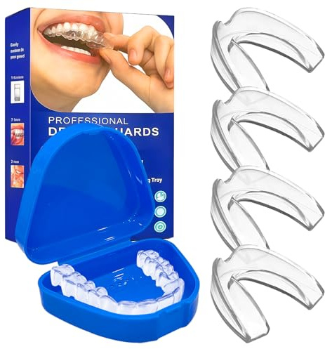4 PCS Bite Anti-Bruxismo, Paradenti Notturno Automodellante, Protezione Denti da Digrignamento, Mouth Guard per Denti, Comfortevole e Trasparente, Adatto a Uomo e Donna
