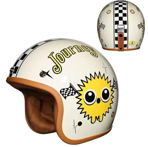 Cute 3/4 Open Face Kids Motorcycle Half Helmet DOT Approved Fashion Lightweight Shell Go-Kart V Motorbike Half Face Youth Children's Helmet for 2-14 Years Old Boys Girls(D,Medium)