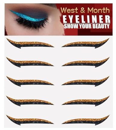 Adesivi Per Eyeliner Glitter Per Gli Occhi | 5 Coppie Istantanea Eyeliner Stencil Glitter, Strumento Di Adesivo, Bastone Su Adesivi Per Gmakeup, Stencil Alato Per Trucco Per