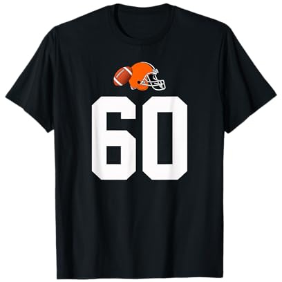 Americano Fútbol Casco Estilo Vintage Número 60 Camiseta