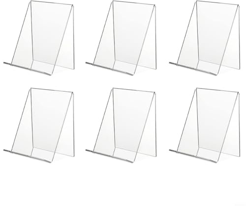 Lot de 4 présentoirs transparents en acrylique pour livres, tablettes, photos et pour une utilisation éducative et au bureau