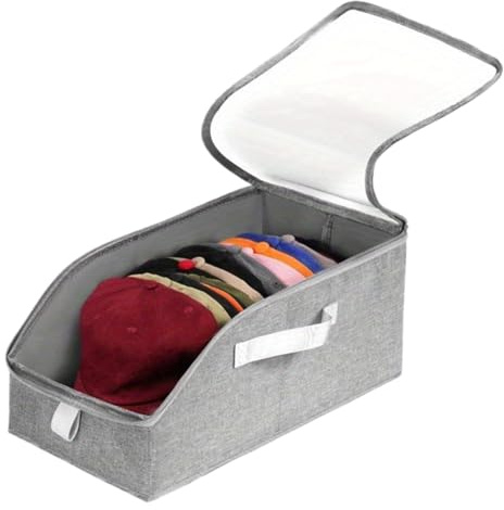 Organizer per cappellini da baseball, 360 g, impilabile, in tessuto trasparente, per armadio, mensola, cappelli, soluzione antipolvere per coperchio, casa, appartamento, ufficio, camera da letto
