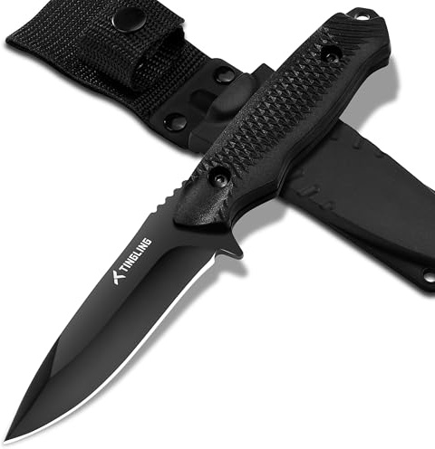 Tingling Cuchillo con Hoja Fija Cuchillo de Exterior para Principiantes con Funda