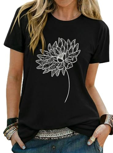 Gyabnw Camiseta Manga Corta Mujer Estampada Camisetas Basicas Mujer Cuello Redondo Estilo Casual Camiseta de Verano