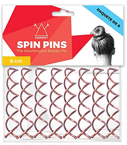 Hawwwy Horquillas en espiral, paquete de 8 horquillas giratorias, horquillas fáciles y rápidas para hacer moños para mujeres y niños, accesorios para el cabello recogido, perfectos para moños