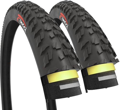 Fincci Cubiertas MTB 26 x 1.95 Pulgadas (52-559) ETRTO - Paire Neumáticos Plegables con Aro de Acero Flexible y Protección 3mm - Carcasa 60 TPI para Montaña, Ciudad y Bici Eléctrica - Pack de 2
