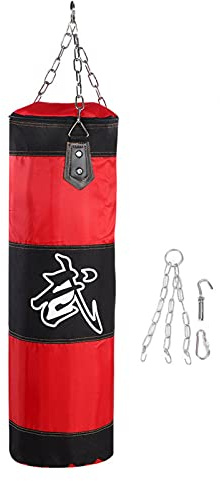 Alomejor Sacchetto di Sabbia Vuoto, Pesante Sacco da Boxe con può Patch Sacco di Fitness Allenamento Boxe(80cm-Red)