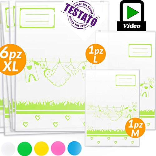 MGKolbe® Set 8 Bustine Corredino Neonato Ospedale Sacche Nascita Bebe Borse Plastica Prova In Odore Top Buste Unisex Eleganti Trasparenti Portavestiti Indumenti Sporchi Abiti Vestiti Lenzuola Verde