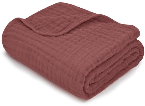 Comfy Cubs Muslin Baby Blanket - Soft, Lightweight, 6-Layer Thick Cotton Blankets for Toddlers, Newborns & Infants - 102 X 102 cm Large, Breathable & Versatile for Sleeping & Tummy Time - Wine