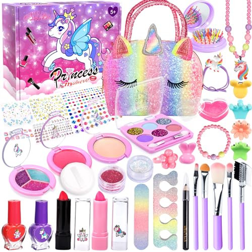 GUHAOOL Make-up-Set für Mädchen, 36 Stück Kinderschminke Set Mädchen Kinder Make Up Set, Waschbar Kinder Schminkset Mädchen Spielzeug,Weihnachts Geburtstags Geschenke für Mädchen 5 6 7 8 9 10 Jahre