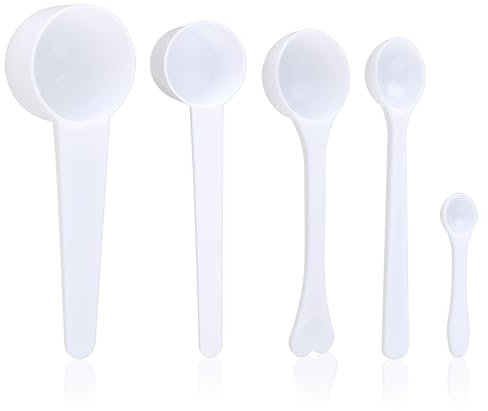 Lot de 10 cuillères doseuses 0,5/1/3/5/10 g - Cuillères doseuses avec long manche - Cuillères doseuses pour poudre de protéines - Aide au dosage du café, du thé, du lait en poudre