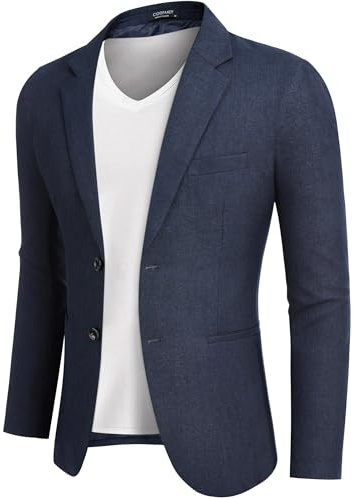 COOFANDY Veste pour homme sportive décontractée loisir moderne costume coupe regular 2 boutons vestes de costume business, bleu foncé, 3XL