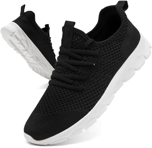 Oltyutc Trainers Men Running Gym Sneakers Walking Shoes Black White 13 UK