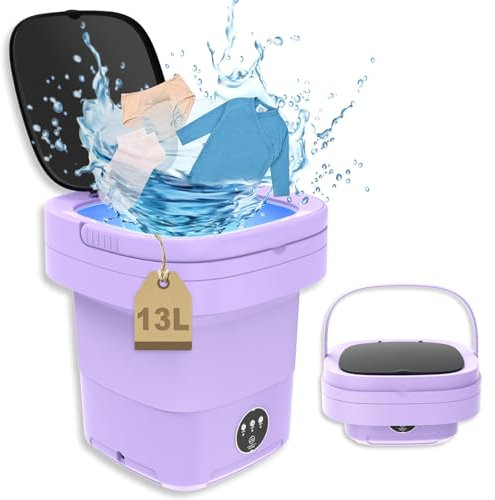 Machine à laver portable 13 l 2 kg 2 en 1 Mini machine à laver de voyage portable avec 3 modes de nettoyage pour vêtements de bébé, sous-vêtements, chaussettes, camping, camping-car, voyage
