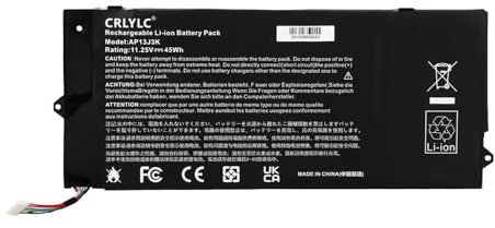 CRLYLC 11.4V 45Wh AP13J3K AP13J4K Batteria per Acer Chromebook 11,6 Zoll 11 C740 C720 C720P Serie Notebook AP13J4K KT.00304.001 KT.00303.001 CB3-431-C5EX 3ICP5/65/88 Battery(2.5cm Short Cable