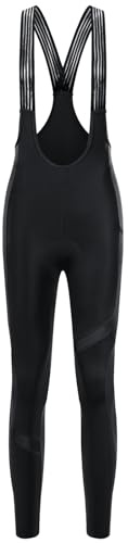 Santic Fahrrad-Trägerhose Damen Lang mit Sitzpolster Reflektierend Superelastisch Radsport Leggings Schwarz L